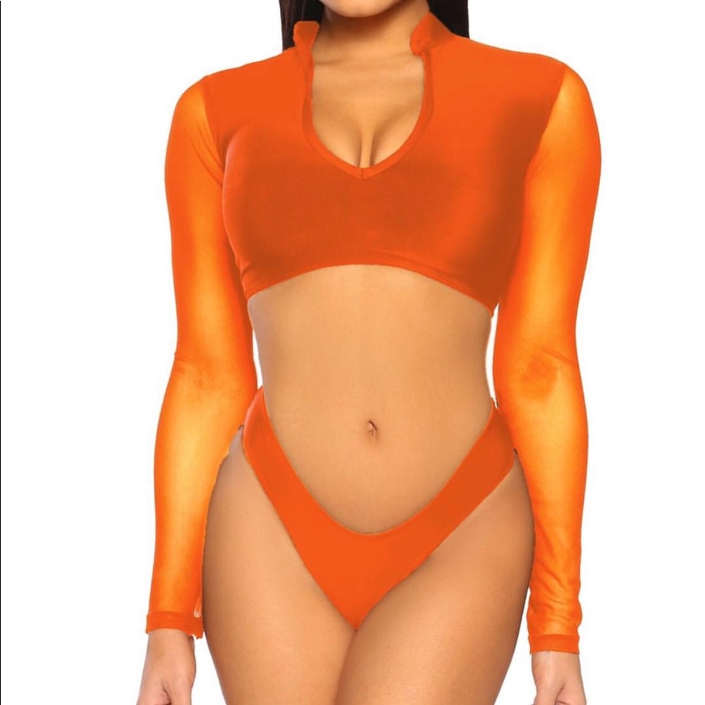 Orange Long Sleeve 2 Piece - Picture 2 of 4